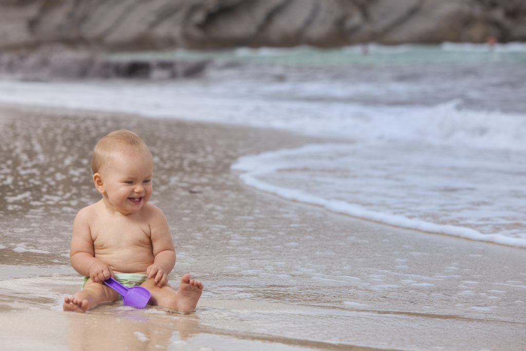 primera vez bebé playa